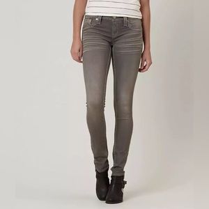 Rock Revival Gray Arjean 28 pants mid-rise skinny stretch GUC